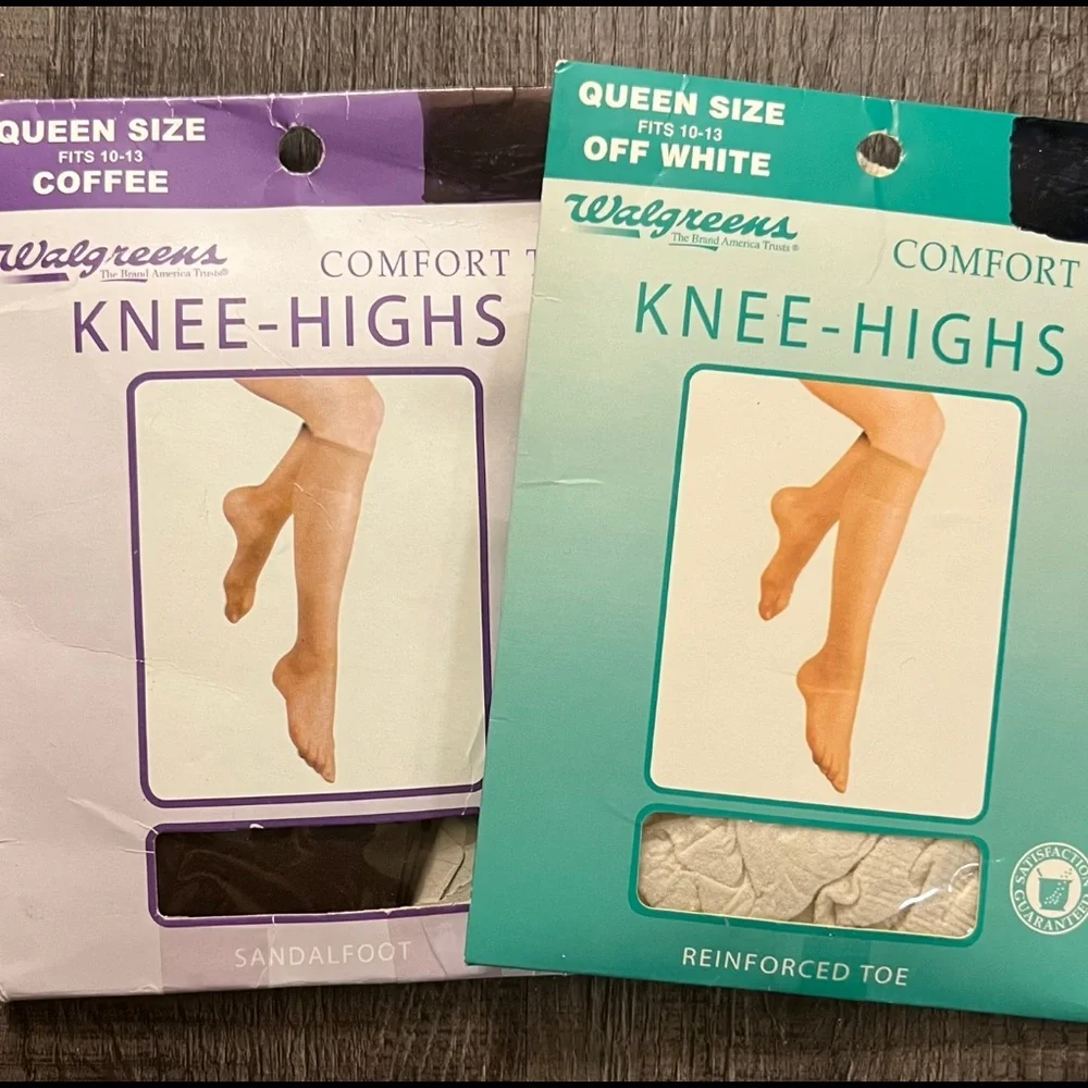 💞 New 2 Pair Queen Size Knee High Nylons